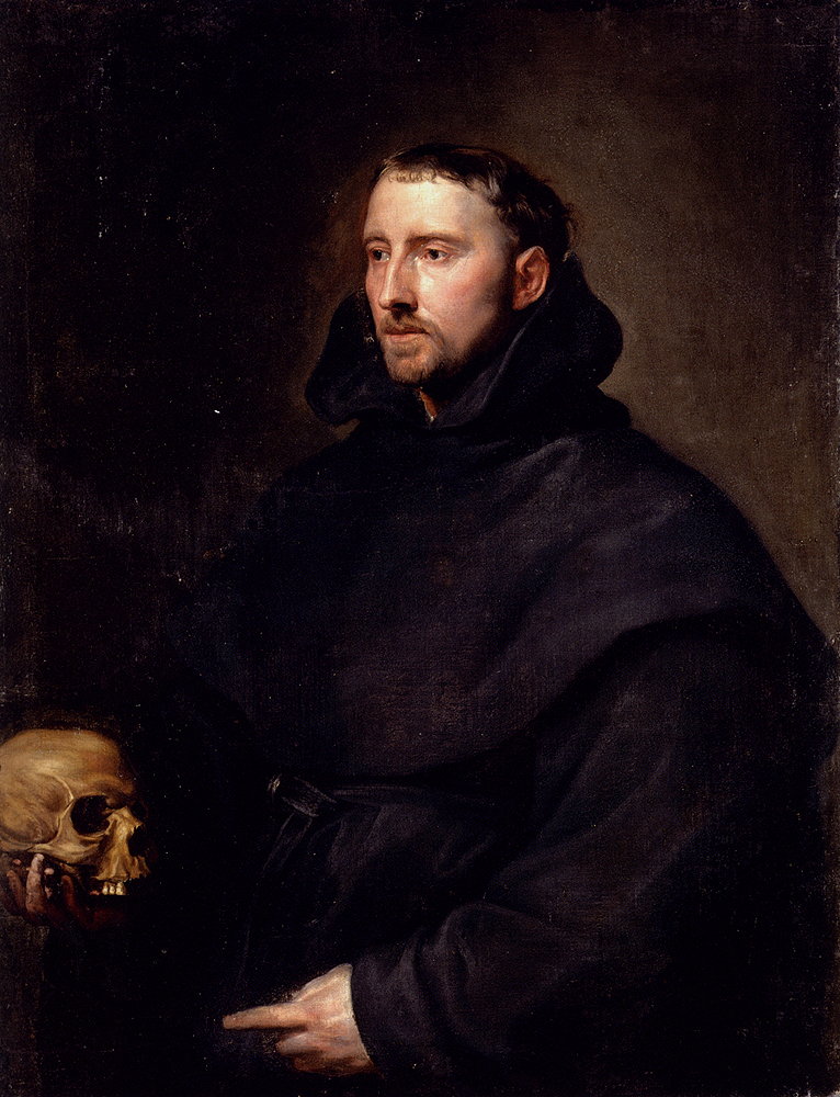 Portrait Of A Monk Of The Benedictine Order Holding A Skull, Sir Antony van Dyck, 17th Century