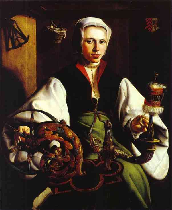 Maerten Van Heemskerck, Portrait of a Lady with a Spindle and Distaff, 14th Century