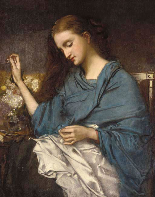 Thomas Couture, Jeune Femme Cousant, circa 1870